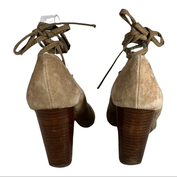 Adrienne Vittadini Smily Tan Ankle Wrap Heels - Picture 6 of 11